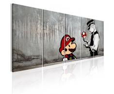 murando Impression sur Toile intissee Banksy Mario 200x80 cm Tableau 5 Parties Tableaux Decoration Murale Photo Image Artistique Photographie Graphique Street Art Urban Mural i-C-0109-b-m