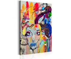 murando – Impression sur toile 40x60 cm - 1 piece - Image sur toile - Images - Photo - Tableau - motif moderne - Décoration - tendu sur chassis - Poster visage femme Portrait fleurs abstraction abstrait - comme peint h-B-0042-b-a