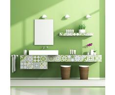 24 Stickers adhésifs carrelages | Sticker Autocollant Carrelage - Mosaïque carrelage mural salle de bain et cuisine | Carrelage adhésif - patchwork vert - 10 x 10 cm - 24 pièces