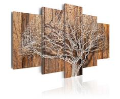 B&D XXL murando Impression sur Toile intissee 200x100 cm cm 5 Parties Tableau Tableaux Decoration Murale Photo Image Artistique Photographie Graphique Arbre Bois b-C-0046-b-n