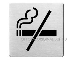 OFFORM Plaque de porte en acier inox brossé, pictogramme"Fumer interdit", 85x85 mm No.48112