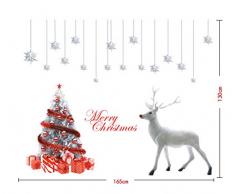 ufengke Joyeux Noël Arbre de Noël D'Argent Wapiti Étoiles D'Argent Vitrine Stickers Muraux, Salle de Séjour Chambre À Coucher Autocollants Amovibles