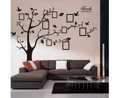 Woneart Sticker mural en PVC, amovible, noir, immense, motif arbre avec cadre photos, sticker amovible, noir