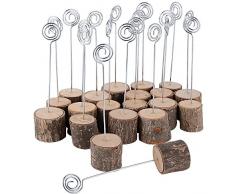 AONER (H:14cm) Lot de 20 Stands en Bois avec Porte Photo Naturel Support Photo Carte Nom Place Carte Numéro Table pour Mariage Anniversaire(Base:3cm + Porte Photo:11cm) c Porte Photo - 14cm
