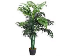 COSTWAY Arbre Artificiel Plante Artificielle en Pot Convient pour Intérieur ou Extérieur Palmier Aréca Vert 110cm