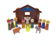Childrens Kit creche de noel Décoration de jardin en bois avec Jésus 12 pièces