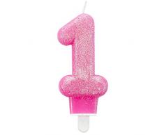Amscan 9900761, Bougie d’Anniversaire en Forme de numéro 1 ornée de Paillettes, mesurant 7,6 cm