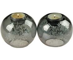 BWG Lot de 2 photophores de Noël en Verre Gris fumé Motif Flocon de Neige