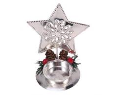 TOYANDONA Photophore de Noël en Forme détoile pour Bougie Chauffe-Plat Décoration de Noël Mariage Centre de Table (étoile argentée)