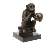 Statuette en Bronze Singe avec Le crâne Darwin Style Antique Statue 15cm