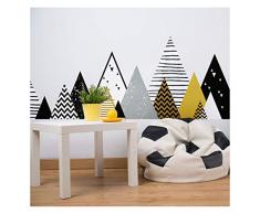 Stickers muraux enfants - Decoration chambre bébé - Stickers muraux enfant - Sticker mural scandinave - Autocollant mural géant montagnes scandinaves CHapka - H45 x L180 cm