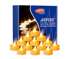 AGPTEK Lot de 100 Bougie LED à Piles avec Flamme Vacillante, Décoration pour Table Fête Party Anniversaire Mariage (Ambre)