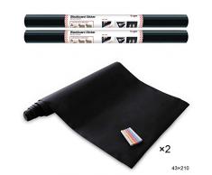 Stickers Tableau Noir Ardoise - Tableau Noir Autocollant Repositionnable - 43cm x 210cm x 2rouleau 10 craies - Ezigoo