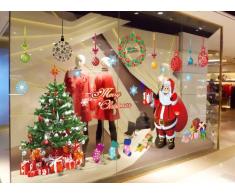 ufengke® XLarge "Joyeux Noël" Père Noël Arbre de Noël Bas de Noël et des Cadeaux de Noël Stickers Muraux, Salle de Séjour Chambre à Coucher Vitrine Autocollants Amovibles