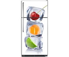 Sticker autocollant frigo Fruits et Glaçons 70x170cm SAEFR1011 (Fond Blanc )