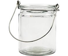 Creativ Lot de 12 bougeoirs en verre uni avec poignée en métal 8 cm x 10 cm