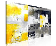 murando Impression sur Toile intissee Abstrait 135x45 cm Tableau Tableaux Decoration Murale Photo Image Artistique Photographie Graphique 1 Partie Jaune Gris Noir Blanc a-A-0433-b-a