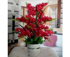 DSAAA Fleur Artificielle Faux Florales Bouquet Fleurs en soie rouge Orchidées