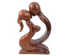 Coco Papaya Statuette Abstraite Couple Sensuel h20cm en Bois Massif sculpté Main
