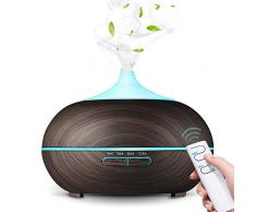 SaponinTree Diffuseur dHuiles Essentielles, 550ml Mini Diffuseur Ultrasonique Brume Fraîche Arôme Parfum Electrique Diffuseur darômes avec Mode Brume Réglable & 7 Couleurs de LED