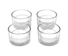 Ensemble de 12 bougeoirs Circle Tea Light | Idéal pour les mariages, la décoration intérieure, les fêtes, les arrangements de table et les cadeaux | Verre clair de luxe | Design moderne | M&W