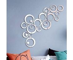 24pcs 3D Cercle Sticker Mural Miroir Autocollant en Taille Différente Decoration Muale de la Maion Effet Mirroir (4pcs par chaque taille)