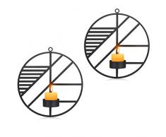 Sziqiqi Lot de 2 Bougeoirs Photophore Chandelier Porte Bougie Mural Murale Muraux en Métal, Bougeoir pour Mur Chambre Salle de Bains Salon Decoration, Noir