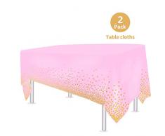 VAINECHAY Nappe de Table Rectangulaire Plastique Nappe Jetable Anniversaire Enfant Décoration Table Nappe Anti Tache Garcon Filles Anniversaire Mariage Bapteme Noel (Rose)