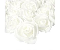 Juvale Têtes de Fleur Rose – 100-Pack artificielles Roses, Parfait pour décorations de Mariage, bébé douches, travaux manuels – Blanc Neige, 7,6 x 3,2 x 7,6 cm