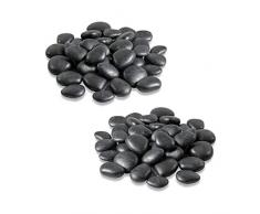 RE-Pubbles Galets décoratifs pour pots, jardin, aquarium, terrarium et modélisme, en plastique recyclé - Lot de 2 petits sachets Noir
