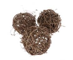IPOTCH 3 Pcs/Lot Mélange De Couleurs Marron Rotin Boules en Osier De Vase Remplisseuses pour La Décoration De Noce De Noël, 10cm