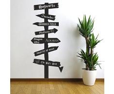 Autocollant mural en vinyle Harry Potter avec panneau de signalisation du film Harry Potter (ministère de la magie, Azkaban, Ollivanders, 9 3/4, Quidditch, Dumbledore, etc.) blanc