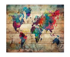 murando Papier peint intissé Monde 350x256 cm Décoration Murale XXL Poster Tableaux Muraux Tapisserie Photo Trompe loeil Bois colorato Viaggio k-C-0109-a-a