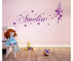 Fée et étoiles Filles Personnalisé Prénom Art Mural Autocollant