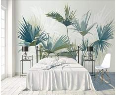 Papier Peint 3D Mur De Fond Tv 200cmX140cm Salon Chambre Moderne Papier Peint Intissé Décoration Murale Palmier Bleu Forêt Tropicale Dessiné À La Main Wallpaper