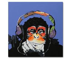 Peinture à lhuile peinte 100 % à la main sur toile par Fokenzary, pop art, motif gorille avec casque, prêt à accrocher, Toile, 24x24in