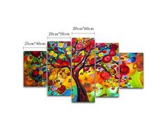 Hianiquaime® 5 Parties Tableaux Peintures à l'huile sur Toile Peinture Suspendue Décoration Murale Motif Arbre Fruitier Multicolore Vie Agréable pour Maison Salon Bureau Hôtel Cadeau