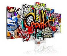 BD XXL murando - Impression sur Toile - 100x50 cm - 5 Pieces - Image sur Toile - Images - Photo - Tableau - Motif Moderne - Décoration - tendu sur Chassis - Graffiti i-A-0103-b-n