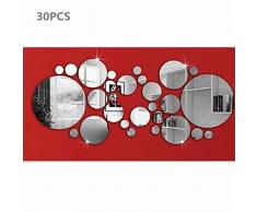 30 Pièces Rond Miroir Stickers Muraux DIY Cercle Art Autocollant Mural pour Accueil Salon Chambre Couloir Décoration par SamGreatWorld