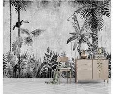Papier Peint Panoramique Tapisserie Intissé Murales 3D Décoration Murale Effet Trompe Loeil Girafe De La Forêt Tropicale Noire Et Blanche Médiévale