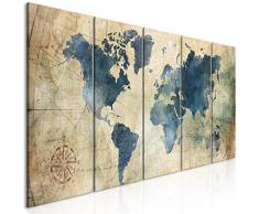 murando Impression sur Toile intissee Carte du Monde 200x80 cm Tableau 5 Parties Tableaux Decoration Murale Photo Image Artistique Photographie Graphique Rose Karte Nautisch k-A-0415-b-m