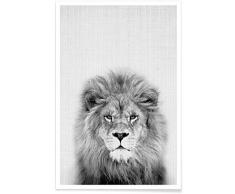 Juniqe® Affiche 20x30cm Noir & Blanc Lions - Design Lion (Format : Portrait) - Poster, Tirages dart & Tableaux par des Artistes indépendants - Posters danimaux - créé par Lila x Lola