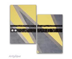 Tableau abstrait diptyque fait main peinture acrylyque THUNDERSTORM