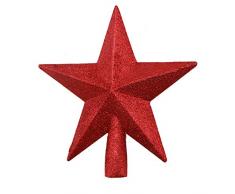 Ototon Cimier de Sapin de Noël Étoile Scintillante Topper darbre de Noël Sommet de Sapin pour Maison Décorations Fête 20cm (Rouge)