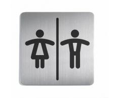 Durable 495823 Plaque dInformation Pictogramme Carré 150 x 150 mm en Acier Brossé Inoxydable WC Toilettes Femmes/Hommes
