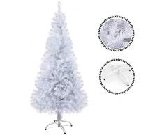 Sunjas Arbre de Noël, Sapin Artificiel avec Support, Matière PVC, Base à Croix en Fer, 120 cm, Blanc