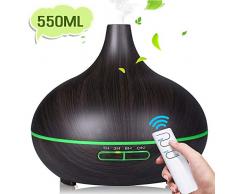 SaponinTree Diffuseur dHuiles Essentielles, 550ML Diffuseur Ultrasonique Brume Fraîche Arôme Parfum Electrique Diffuseur darômes avec Mode Brume Réglable & 7 Couleurs de LED