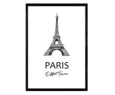 Nacnic Poster Paris - Tour Eiffel. Feuilles avec Les Monuments des Villes. Format A3