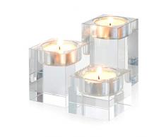 Sziqiqi 1 Manchon (3 Pièces) Bougeoir en Verre De Cristal De Haute Qualité, Bougeoir en Cristal pour Le Dîner Romantique, Carré