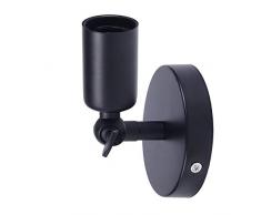 Huahan Haituo Simplicité Vintage industrielle bougeoir mural E27 lumière porte-lampe de mur noir rétro Edison et support de feu réglable (Noir)